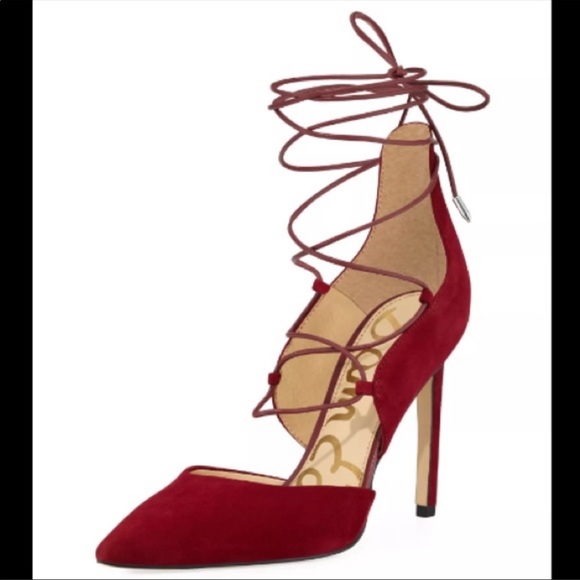 Sam Edelman Shoes - Sam Edelman Helaine Dark Red Suede Lace-up Pump